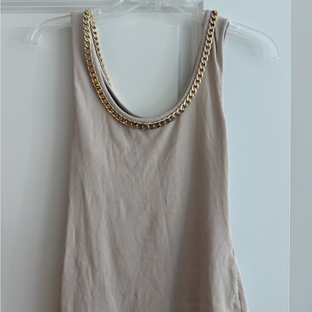 Generation Love Gold Chain Beige Tank Top